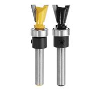 sourcing map 2pcs Dovetail Router Bits 1/4" Shank 1/2+5/8" Dia Carbide Tipped Dovetail Joint Router Bit with Bearing Guide for Woodworking Cutter Cabinet Making, Black/Yellow