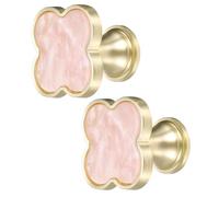 sourcing map 2Pcs Drawer Knobs, Zinc Alloy Decorative Four-Leaf Pull Handles with Screws for Furniture Dresser Wardrobe Cupboard, Pearl Pink