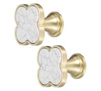 sourcing map 2Pcs Drawer Knobs, Zinc Alloy Decorative Four-Leaf Pull Handles with Screws for Furniture Dresser Wardrobe Cupboard, White