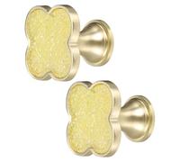 sourcing map 2Pcs Drawer Knobs, Zinc Alloy Decorative Four-Leaf Pull Handles with Screws for Furniture Dresser Wardrobe Cupboard, Crystal Yellow