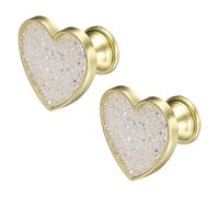 sourcing map 2Pcs Drawer Knobs, Zinc Alloy Decorative Heart-Shaped Pull Handles with Screws for Furniture Dresser Wardrobe Cupboard, Crystal White