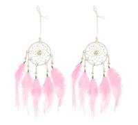 sourcing map 2pcs Dream Catchers with Crystal Beads Wall Decor for Decoration, Pink