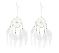 sourcing map 2pcs Dream Catchers with Crystal Beads Wall Decor for Decoration, White/Silver