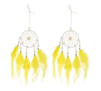 sourcing map 2pcs Dream Catchers with Crystal Beads Wall Decor for Decoration, Yellow