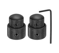 sourcing map 2Pcs Dual Concentric Stacked Control Knobs, 1/4" Universal Metal Volume Tone Audio Control Knobs with Wrench for Electric Guitar, Bass, Black