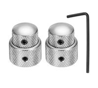 sourcing map 2Pcs Dual Concentric Stacked Control Knobs, 1/4" Universal Metal Volume Tone Audio Control Knobs with Wrench for Electric Guitar, Bass, Silver