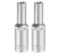 sourcing map 2pcs E-Torx Socket 1/2" Drive E10 External Torx Deep Socket CR-V 6 Point Spline Socket External Torque Star Female Bit Socket for Auto Repairs Home Maintenance DIY Hand-Making