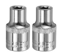 sourcing map 2pcs E-Torx Socket 1/2" Drive E10 External Torx Deep Socket CR-V 6 Point Spline Socket Star Female Bit Socket for Auto Repairs Home Maintenance DIY Hand-Making 1.5" Length