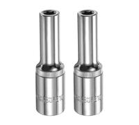 sourcing map 2pcs E-Torx Socket 1/2" Drive E10 Star Female Socket 3.1" Length External Torx Deep Sleeve Chrome Plating 6 Point Spline Sleeve for Auto Repairs Home Maintenance