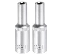 sourcing map 2pcs E-Torx Socket 1/2" Drive E11 External Torx Deep Socket CR-V 6 Point Spline Socket External Torque Star Female Bit Socket for Auto Repairs Home Maintenance DIY Hand-Making