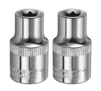 sourcing map 2pcs E-Torx Socket 1/2" Drive E11 External Torx Deep Socket CR-V 6 Point Spline Socket Star Female Bit Socket for Auto Repairs Home Maintenance DIY Hand-Making 1.5" Length