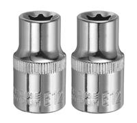 sourcing map 2pcs E-Torx Socket 1/2" Drive E12 External Torx Deep Socket CR-V 6 Point Spline Socket Star Female Bit Socket for Auto Repairs Home Maintenance DIY Hand-Making 1.5" Length