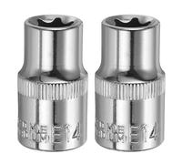 sourcing map 2pcs E-Torx Socket 1/2" Drive E14 External Torx Deep Socket CR-V 6 Point Spline Socket Star Female Bit Socket for Auto Repairs Home Maintenance DIY Hand-Making 1.5" Length
