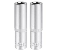 sourcing map 2pcs E-Torx Socket 1/2" Drive E18 External Torx Deep Socket CR-V 6 Point Spline Socket External Torque Star Female Bit Socket for Auto Repairs Home Maintenance DIY Hand-Making