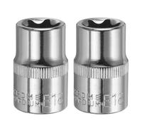 sourcing map 2pcs E-Torx Socket 1/2" Drive E18 External Torx Deep Socket CR-V 6 Point Spline Socket Star Female Bit Socket for Auto Repairs Home Maintenance DIY Hand-Making 1.5" Length