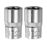 sourcing map 2pcs E-Torx Socket 1/2" Drive E20 External Torx Deep Socket CR-V 6 Point Spline Socket Star Female Bit Socket for Auto Repairs Home Maintenance DIY Hand-Making 1.5" Length