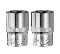 sourcing map 2pcs E-Torx Socket 1/2" Drive E22 External Torx Deep Socket CR-V 6 Point Spline Socket Star Female Bit Socket for Auto Repairs Home Maintenance DIY Hand-Making 1.5" Length