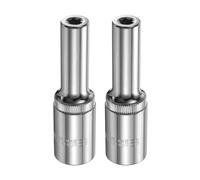 sourcing map 2pcs E-Torx Socket 1/2" Drive E8 Star Female Socket 3.1" Length External Torx Deep Sleeve Chrome Plating 6 Point Spline Sleeve for Auto Repairs Home Maintenance