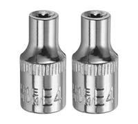 sourcing map 2pcs E-Torx Socket 1/4" Drive E4 External Torx Deep Socket CR-V 6 Point Spline Socket Star Female Bit Socket for Auto Repairs Home Maintenance DIY Hand-Making 1" Length