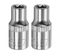 sourcing map 2pcs E-Torx Socket 1/4" Drive E7 External Torx Deep Socket CR-V 6 Point Spline Socket Star Female Bit Socket for Auto Repairs Home Maintenance DIY Hand-Making 1" Length