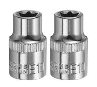 sourcing map 2pcs E-Torx Socket 3/8" Drive E10 External Torx Deep Socket CR-V 6 Point Spline Socket Star Female Bit Socket for Auto Repairs Home Maintenance DIY Hand-Making 1.2" Length