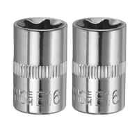 sourcing map 2pcs E-Torx Socket 3/8" Drive E16 External Torx Deep Socket CR-V 6 Point Spline Socket Star Female Bit Socket for Auto Repairs Home Maintenance DIY Hand-Making 1.2" Length