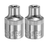 sourcing map 2pcs E-Torx Socket 3/8" Drive E6 External Torx Deep Socket CR-V 6 Point Spline Socket Star Female Bit Socket for Auto Repairs Home Maintenance DIY Hand-Making 1.2" Length