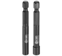 sourcing map 2pcs E4/E5 E-Torx Nut Driver 1/4" Hex Shank 2.56" Length Spline Bit | 65mm No Magnetic CR-V External Star Female Torx 6 Point Socket for Impact Drill