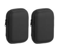 sourcing map 2pcs Earbuds Cases, Wired Earphone Case Holder, EVA Ear Buds Case Zipper Organizer Small with Mesh Pocket for USB Cable, Earphones, Black