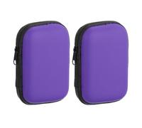 sourcing map 2pcs Earbuds Cases, Wired Earphone Case Holder, EVA Ear Buds Case Zipper Organizer Small with Mesh Pocket for USB Cable, Earphones, Purple