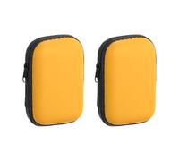 sourcing map 2pcs Earbuds Cases, Wired Earphone Case Holder, EVA Ear Buds Case Zipper Organizer Small with Mesh Pocket for USB Cable, Earphones, Yellow