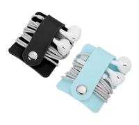 sourcing map 2pcs Earbuds Holder Case, Earphone Wrap Headphone Case Cord Manager Cable Organizer Winder, Black, Blue