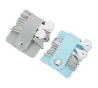 sourcing map 2pcs Earbuds Holder Case, Earphone Wrap Headphone Case Cord Manager Cable Organizer Winder, Blue, Grey