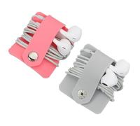 sourcing map 2pcs Earbuds Holder Case, Earphone Wrap Headphone Case Cord Manager Cable Organizer Winder, Pink, Grey