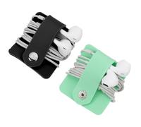 sourcing map 2pcs Earbuds Holder Case, Earphone Wrap Headphone Case Cord Manager Cable Organizer Winder, Black, Green
