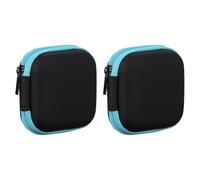 sourcing map 2Pcs Earphone Case,EVA Hard Shell Zipper Bags 2.95x2.95x1.38inch Portable Earbud Carrying Case Storage Bag for In-Ear Headphones USB Charging Cable, Blue 75x30x75mm