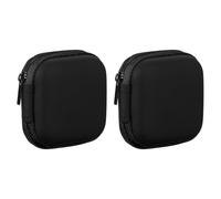 sourcing map 2Pcs Earphone Case,EVA Hard Shell Zipper Bags 2.95x2.95x1.38inch Portable Earbud Carrying Case Storage Bag for In-Ear Headphones USB Charging Cable, Black 75x35x75mm