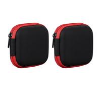 sourcing map 2Pcs Earphone Case,EVA Hard Shell Zipper Bags 2.95x2.95x1.38inch Portable Earbud Carrying Case Storage Bag for In-Ear Headphones USB Charging Cable, Red 75x35x75mm