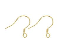 sourcing map 2Pcs Earring Hook, S925 Sterling Silver Round Ear Wires Fish Hooks (Wire 0.6mm/22 Gauge) for Jewelry Making DIY Ear Post Supplies, Gold