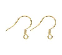 sourcing map 2Pcs Earring Hook, S925 Sterling Silver Round Ear Wires Fish Hooks (Wire 0.7mm/21 Gauge) for Jewelry Making DIY Ear Post Supplies, Gold
