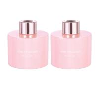sourcing map 2pcs Empty Glass Diffuser Bottle 140ml/4.7oz Refillable Fragrance Accessories Aromatherapy Jar Container for Replacement Reed Diffuser DIY Home Bathroom Pink with Gold Tone Cap
