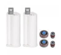 sourcing map 2Pcs Epoxy Gun Adhesive Cartridge, 122mm Plastic Resin Mixer Dual Glue Cartridge with Gray Piston for 50ml/1.7oz 10:1 AB Glue Adhesive Gun