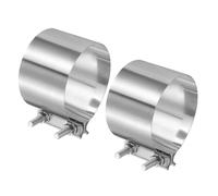 sourcing map 2pcs Exhaust Clamp 115-124mm Stainless Steel Lap Joint Band Clamp Exhaust Pipes Connection with M10x55.5 Screws for Car Muffler Elbow Pipes
