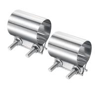 sourcing map 2pcs Exhaust Clamp 63-71mm Stainless Steel Lap Joint Band Clamp Exhaust Pipes Connection with M10x64 Screws for Car Muffler Elbow Pipes