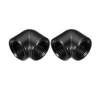 sourcing map 2Pcs Extender Fitting (G1/4" Female to Female, Black) - 90° Elbow Adapter Connector Fitting for Computer Water Cooling System