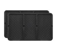 sourcing map 2pcs Extra Large Dashboard Mat 9.8" x 6.1" Rubber Car Dashboard Separate Compartments Organizer Non Slip Pad for Cell Phone Keys Glass Mirrors, Black