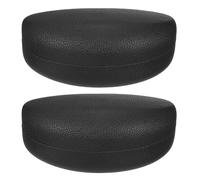 sourcing map 2pcs Eyeglass Case PU Leather Glasses Case Anti Scratch Glasses Case Hard Shell Eyeglasses Protector Cases Portable Sunglass Case for Women Men, Black
