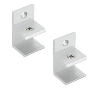 sourcing map 2Pcs F Shape 28mm Glass Clamp, Aluminum Alloy Adjustable Glass Clip Clamp for 17-20mm Thickness Wall Mounting Support Bracket for Shelf Mirror Shower Doors, Silver