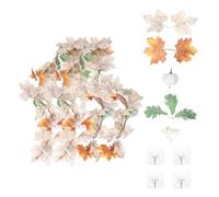 sourcing map 2Pcs Fall Maple Leaf Garland,5.9Ft Hanging Vine Fall Lawn Artificial Autumn Garland Decorations for Halloween Thanksgiving Decor(Green/Brown/Beige/White)