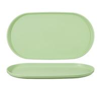sourcing map 2Pcs Fast Food Serving Trays, 37.6x20.5cm Oval Reusable Restaurant Serving Trays for Kitchen Restaurant Coffee Fruit Burger Lunch Dessert, Creamy Green